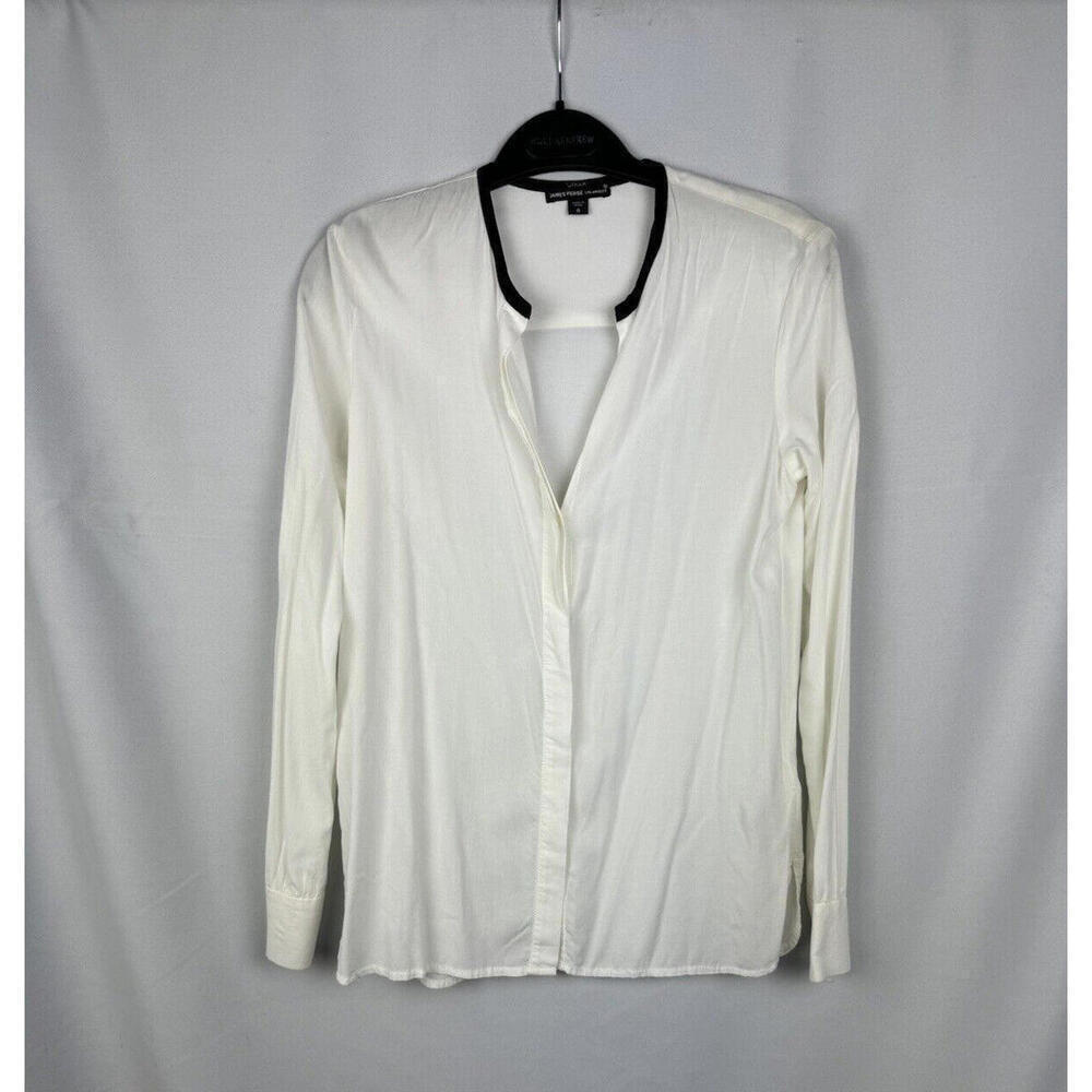 James Perse Open Collar White Long Sleeve Blouse Size 0, US XS